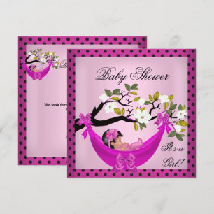 Süße Babyparty Mädchen Baby Rosa Hängematte Einladung