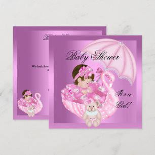 Süße Babyparty Mädchen Baby Rosa Weiße Schwan Einladung