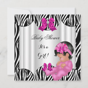 Süße Babyparty Mädchen Hot Pink Baby Zebra Einladung