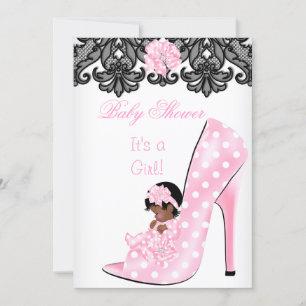 Süße Babyparty Mädchen Rosa Babyschuh Spitze AM Einladung