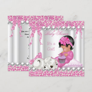 Süße Babyparty Mädchen Rosa Leopard Cupcake Einladung