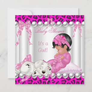 Süße Babyparty Mädchen Rosa Leopard Einladung