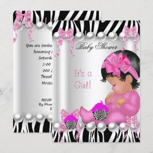 Süße Babyparty Mädchen Rosa Zebra Cupcake Einladung