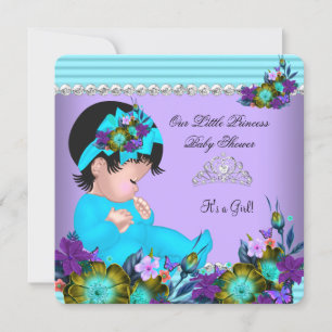 Süße Babyparty Mädchen Türkis Lila Einladung