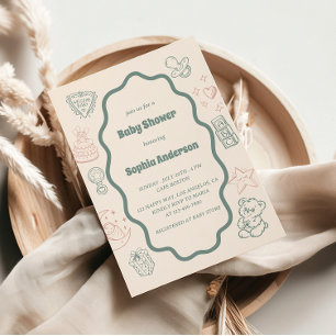 Süße Babyparty mit klassischem und unterhaltsamem Einladung