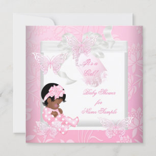 Süße Babyparty Niedliche Mädchen Rosa Schmetterlin Einladung