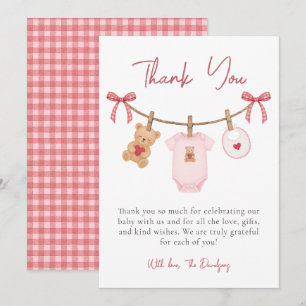 Süße Babyparty Rosa Valentinstag Dankeskarte