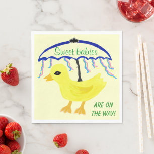 Süße Babys Gelbes Entlein Baby Shower Schirm Serviette