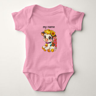 Süße Babys Kuh mit Blumen Burp Tuch Baby Strampler
