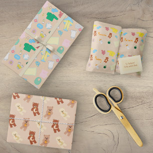 Süße Babysachen/Teddybären-Geschenkpapierbögen Geschenkpapier Set