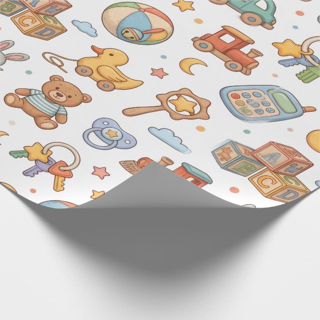 Süße Babyspielzeug-Muster-Design Geschenkpapier (Ecke)