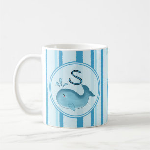 Süße Babywal-Tasse mit blauen Streifen Kaffeetasse