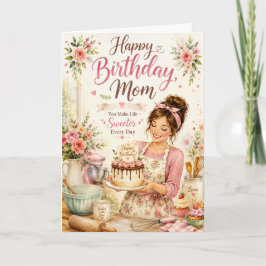 Süße Back-Geburtstagskarte für Mama mit floralem K Karte