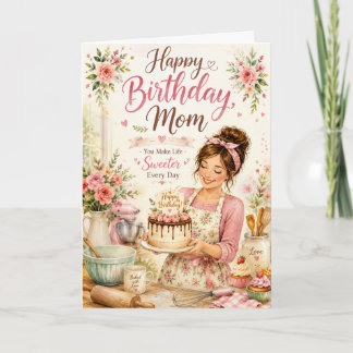 Süße Back-Geburtstagskarte für Mama mit floralem K Karte