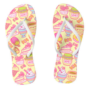 Süße Bäckerei und Getränke Gelbe Flip Flops