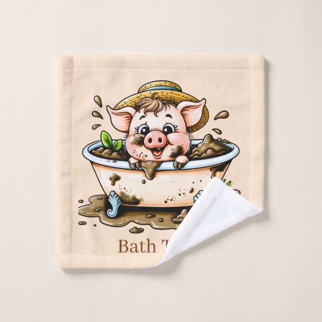 Süße Badezeit-Schwein anpassbar  Waschlappen (Waschlappen)