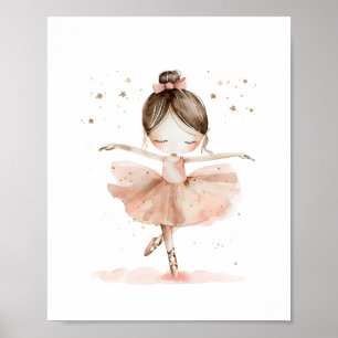 Süße Ballerina Ballett Tanz Sterne Aquarell Poster