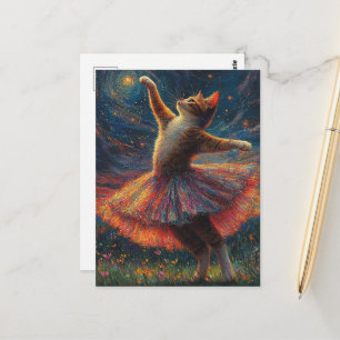 Süße Ballerina-Ginger-Katze Postkarte
