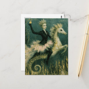 Süße Ballerina-Königin auf ihrem Seepferd Postkarte