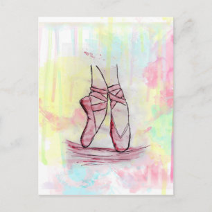 Süße Ballettschuhe Skizze Aquarell handgezeichnet Postkarte