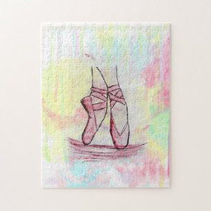 Süße Ballettschuhe Skizze Wasserfarbe handgezeichn Puzzle