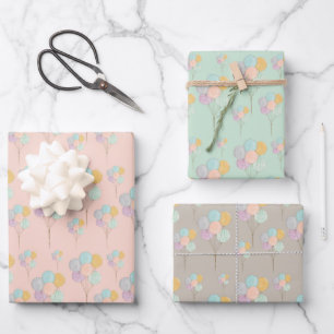 Süße Ballons feiern Geburtstag Geschenkpapier Set