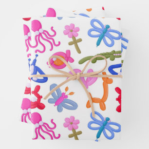 Süße Ballontiere Farbige Kinder Muster Geschenkpapier Set