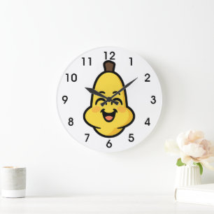 Süße Banini-Banane Kawaii-Charakter-Kunst Große Wanduhr
