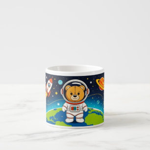 Süße Bär-Astronaut Cartoon-Illustration Espressotasse