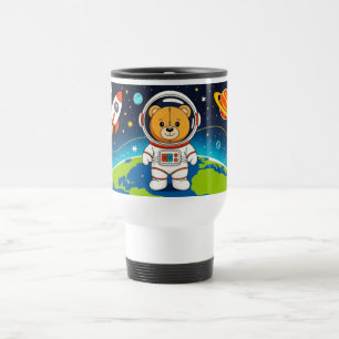 Süße Bär-Astronaut Cartoon-Illustration Reisebecher