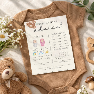 Süße Bär-Baby-Shower-Beratungs- und Vorhersagekart