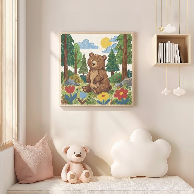Süße Bär-Kreidezeichnung Kind Poster (Von Creator hochgeladen)