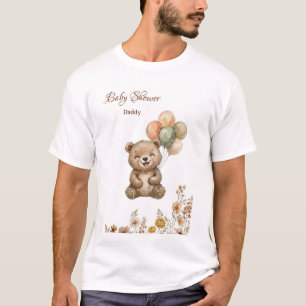 Süße Bären-Ballons Boho Blumen Baby Shower T-Shirt