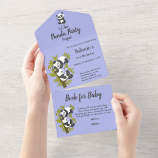 Süße Bären Pandas Party Junge Geburtstag All In One Einladung
