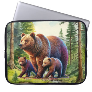 Süße Bärenfamilie Wald  Laptopschutzhülle