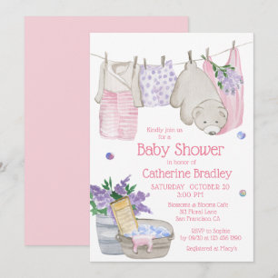 Süße Bärenwaschtag-Baby-Party Einladung