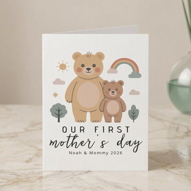 Süße Bärin Mutter Baby Erster Muttertag Kunst Karte (Von Creator hochgeladen)