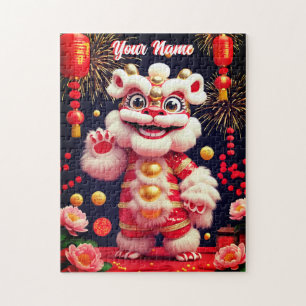 Süße Barongsai-Löwentanz-Puzzle Puzzle