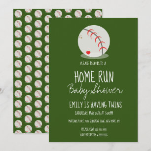 Süße Baseball-Sport-Baby-Shower-Grüne-Einladung Einladung