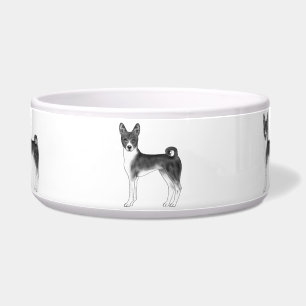 Süße Basenji-Hund-Illustration in Schwarz-Weiß Napf