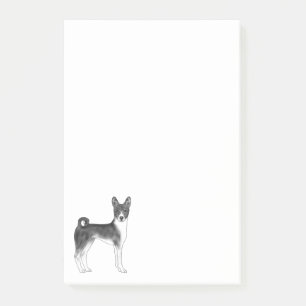 Süße Basenji-Hund-Illustration in Schwarz-Weiß Post-it Klebezettel