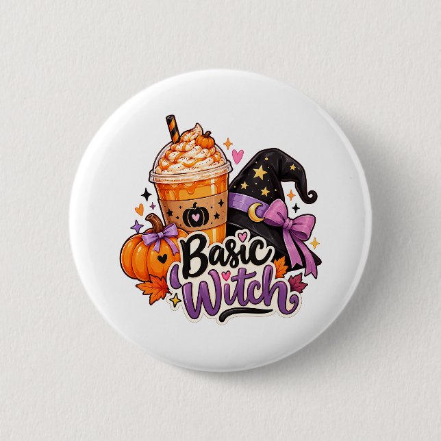 Süße Basic-Hexe-Halloween-Taste Button (Vorderseite)