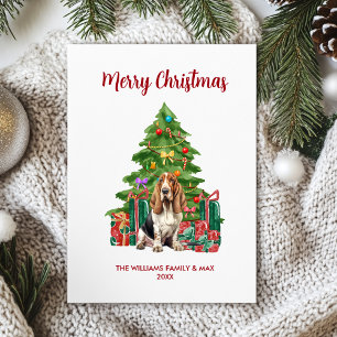 Süße Basset Hound-Hundefamilie Weihnachten