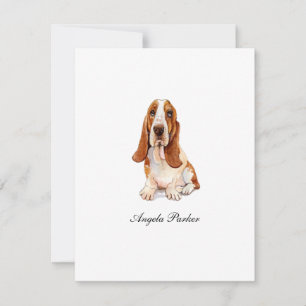Süße Basset Hound Wasserfarbe Flache Danke Karte