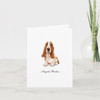 Süße Basset Hound Wasserfarbe gefaltete Dankeskart