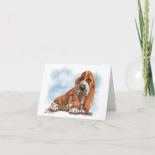 Süße Basset-Hound-Welpen-Cartoon Dankeskarte