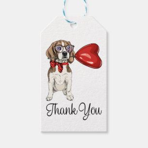 Süße Beagle-Dankeschön-Hundeherz-Partygeschenke Geschenkanhänger