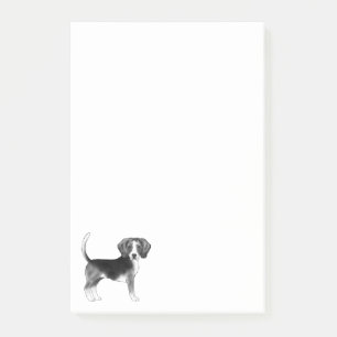 Süße Beagle-Hund-Illustration in Schwarz-Weiß Post-it Klebezettel