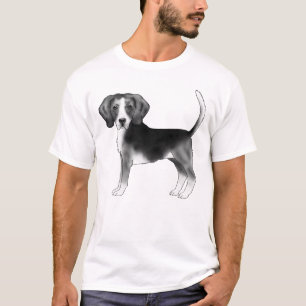 Süße Beagle-Hund-Illustration in Schwarz-Weiß T-Shirt