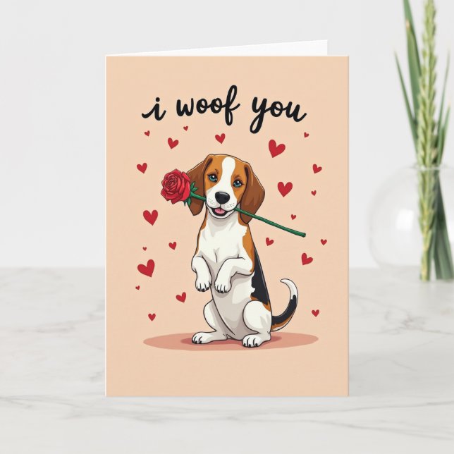 Süße Beagle-Ich-wuffe-dich-Karte Karte (Vorderseite)
